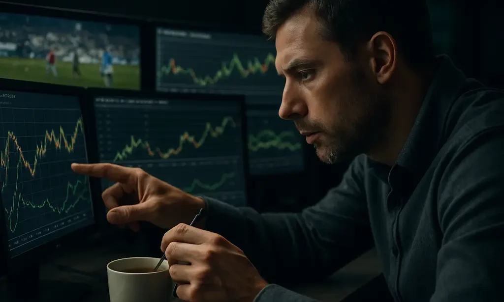 Same-Game Parlay Pricing dashboard showing hold and handle charts on a workstation