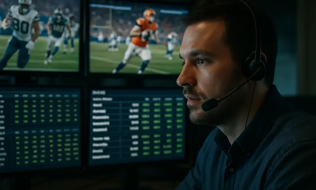 Live prop betting dashboard with football field data and market comparison charts