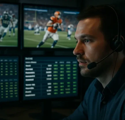 Live prop betting dashboard with football field data and market comparison charts