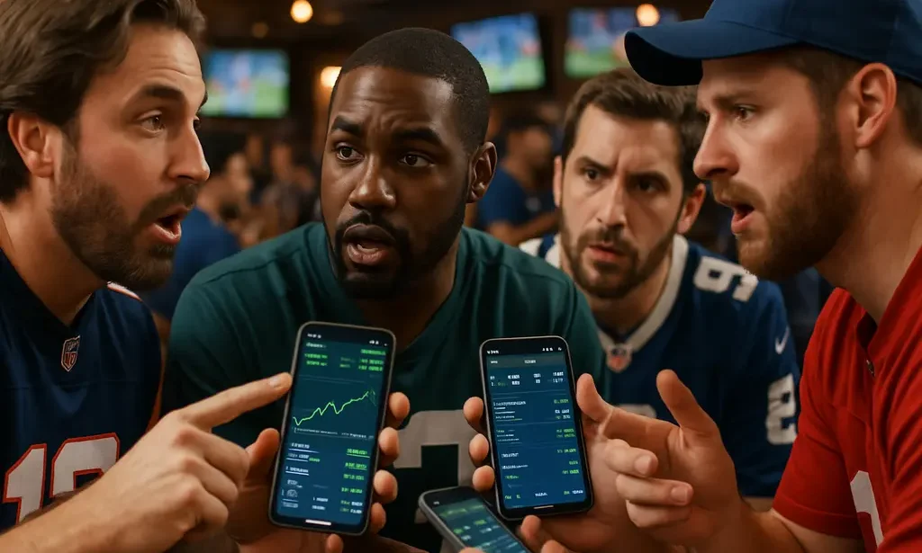 Kalshi NFL volume analysis shown on trading screens beside football market charts