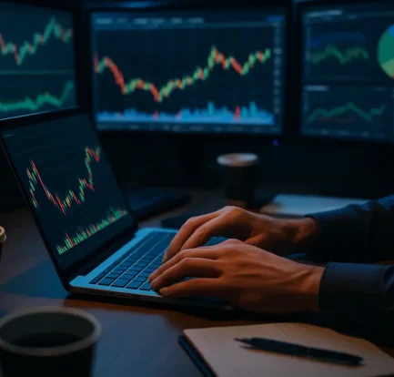 Analyst reviewing prediction market insider trading signals on a trading dashboard
